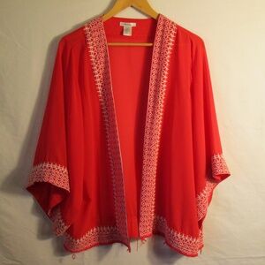 Esley Embroidered Fringe Sheer Kimono Beautiful